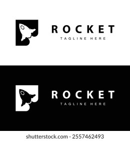 Rocket logo simple design silhouette brand space vehicle minimalist illustration template