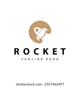 Rocket logo simple design silhouette brand space vehicle minimalist illustration template