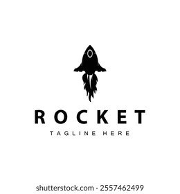 Rocket logo simple design silhouette brand space vehicle minimalist illustration template