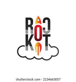Rocket logo. Simple rocket lettering Icon isolated on white background. Suitable for Business and Technology Logo