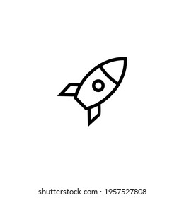 Rocket Logo. Simple Rocket Line Icon isolated on white Background. Usable for Business and Technology Logos. Flat Vector Logo Design Template Element.
