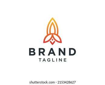 Logo del cohete. Icono simple de línea de cohetes aislado en fondo blanco. Usable para Logos de Negocios y Tecnología. Elemento de plantilla de diseño de logotipo de vectores planos.
