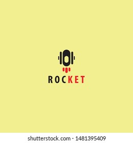 Rocket logo with simple shapes and minimalist colors. unique, modern.