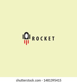 Rocket logo with simple shapes and minimalist colors. unique, modern.