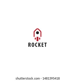 Rocket logo with simple shapes and minimalist colors. unique, modern.