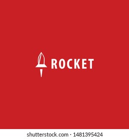 Rocket logo with simple shapes and minimalist colors. unique, modern.