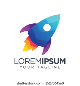 rocket logo simple . space ship logo colorful.