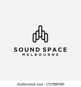 Sonido con el logo del cohete. espacio vectorial