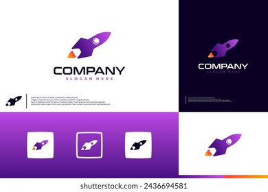 rocket logo , space , launch , logo design template.