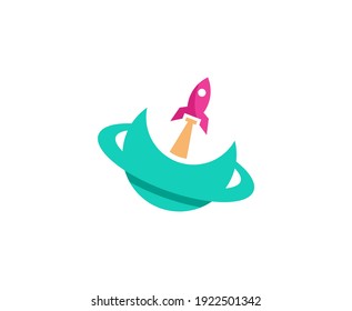 Rocket logo space planet icon 