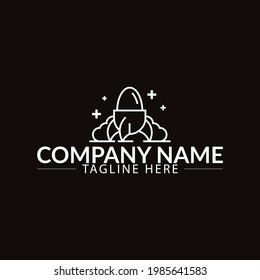 Rocket logo. Space satelite retro shuttle moon discovery logotypes of observatory vector black badges isolated. Shuttle and satellite, spaceship and rocket adventure illustration. space logo design