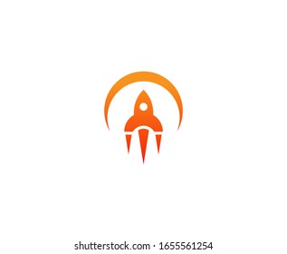 Rocket logo spaceship vector icon 