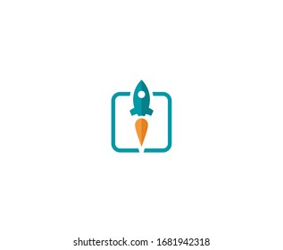 Icono vectorial de la nave espacial con logotipo de cohete 