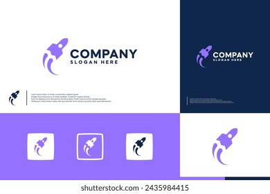 rocket logo , speed flight , space , logo design template.