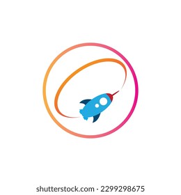 rocket logo and symbol design illustration on white background