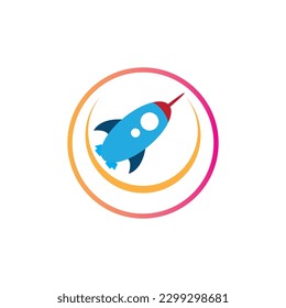 rocket logo and symbol design illustration on white background