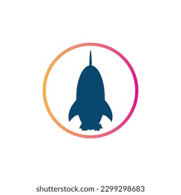 Raketenlogo und Design-Illustration auf weißem Hintergrund