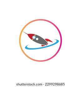rocket logo and symbol design illustration on white background