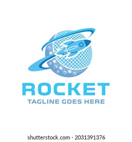 rocket Logo Technology Icon. Digital planet Vector Modern Symbol. Company Logo Design Inspiration.