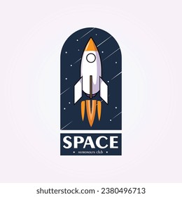 rocket logo template emblem, spaceship icon vector design, aircraft vintage illustration