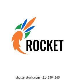 rocket logo template with flat colorful style