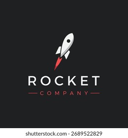 Plantilla del logotipo del cohete que lanza a la luna, con diseño creativo.