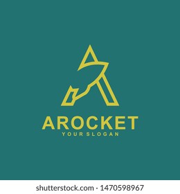 Rocket logo template, letter a design vector