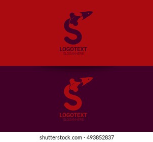Rocket logo template. Letter S Design Vector