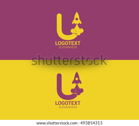 Cheerful Unicorn Head With Cool Violet Hair Funny Emblem Of U Letter
