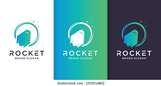 Rocket logo template with modern concept Premium Vector