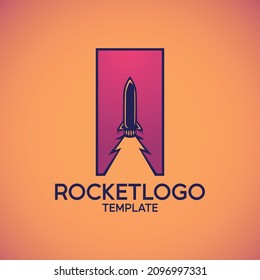 Rocket logo template with retro style
