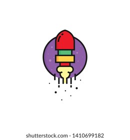 Rocket logo template vector. Colorful aircraft logo template with bold outline in monoline style
