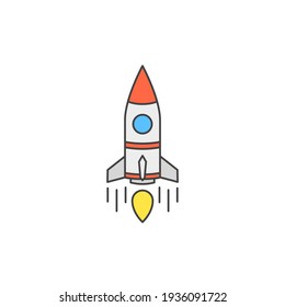 Rocket logo template. Vector illustration modern flat and line style. 
