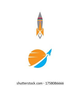 Diseño de la naturaleza del símbolo vectorial de la plantilla de logotipo de cohetes
