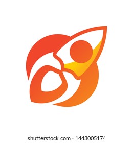 Rocket logo template, vector web icon design