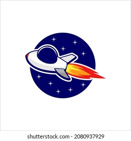rocket logo vector flying in the sky