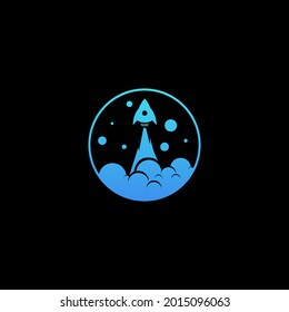 rocket logo vector gliding in modern style 