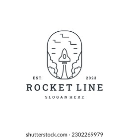Ilustración del icono del vector del logotipo del cohete Hipster vintage retro.