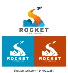 Rocket logo, Vector sign abstract takeoff rocket, rocket logo that is flying up to form the letter s