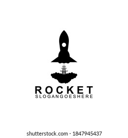 Vector del logotipo del cohete. Ilustración simple del logotipo del vector de cohetes