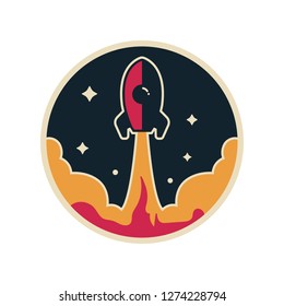 rocket logo vector with stars