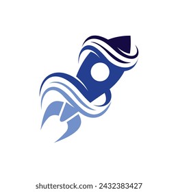 rocket logo with wind concept