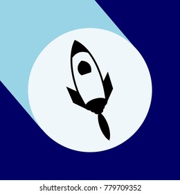 Rocket with long shadow. Vector Business  or finance concept. 