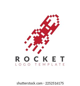 ROCKET LOOGO IN PIXEL STYLE DESIGN. GEEIGNET FÜR DIE IDENTITÄT VON TECHNOLOGIEN. PIXEL-ROCKET-MARKE

