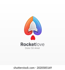 Rocket love with colorful gradient logo
