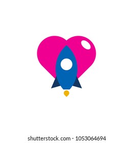 Rocket Love Logo Icon Design