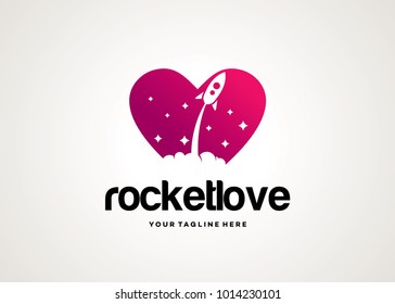 Rocket Love Logo Template Design Vector, Emblem, Design Concept, Creative Symbol