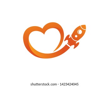 Rocket Love Logo Template, Icon, Symbol