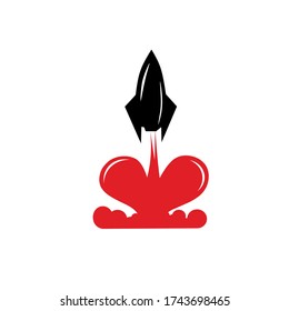 ilustración vectorial del logotipo de amor de cohete