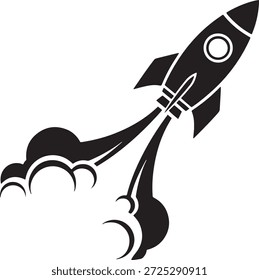  Rocket lunching Silhouette Icon Vector Spaceship Spacecraft Launch Vehicle Space Exploration Logo Symbol Sign Illustration
